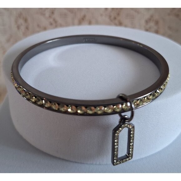 EUC Coach Bracelet Bangle Pave Crystal Lozenge Black 96416 - Picture 8 of 11